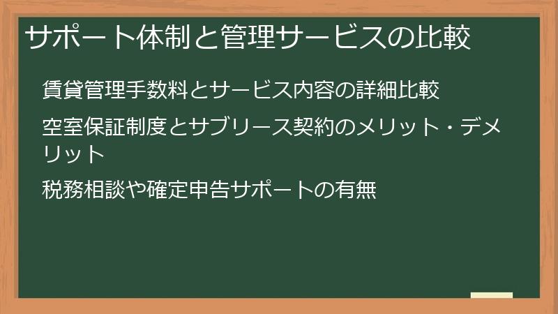 サポート体制と管理サービスの比較
