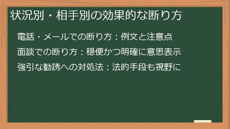 状況別・相手別の効果的な断り方