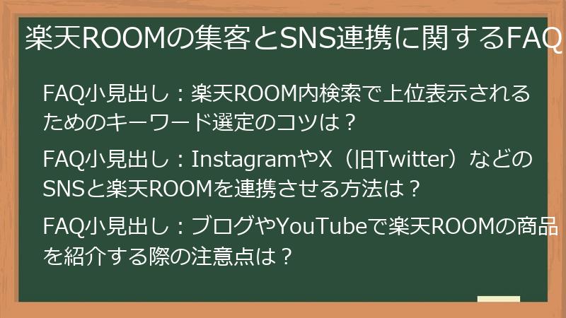 楽天ROOMの集客とSNS連携に関するFAQ