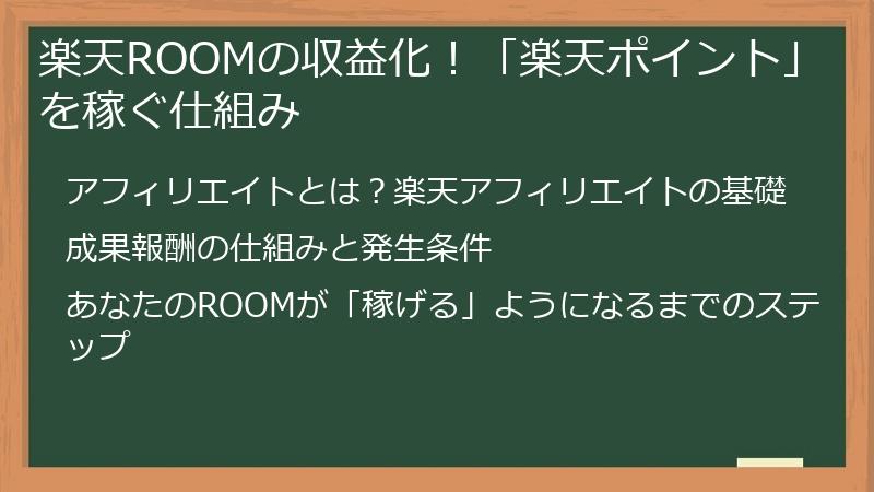 楽天ROOMの収益化！「楽天ポイント」を稼ぐ仕組み