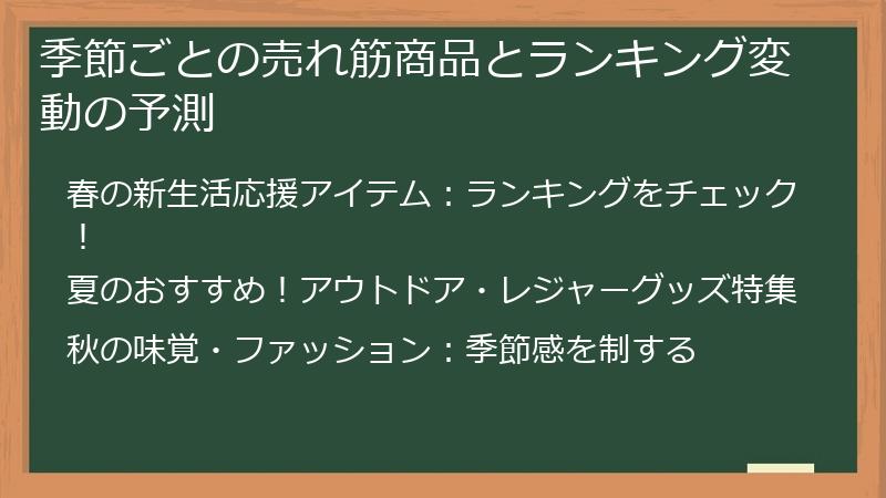 季節ごとの売れ筋商品とランキング変動の予測