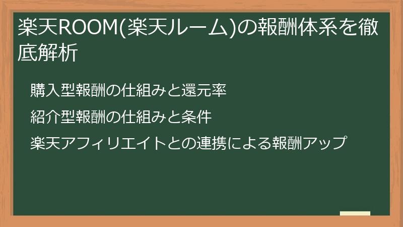 楽天ROOM(楽天ルーム)の報酬体系を徹底解析