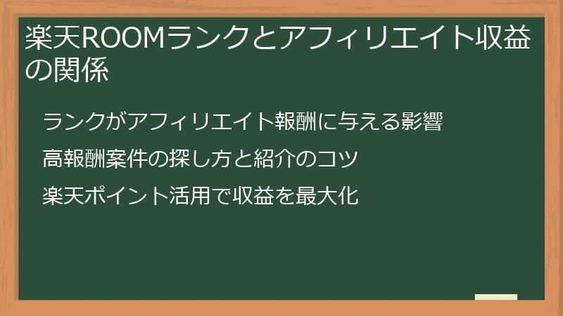 楽天ROOMランクとアフィリエイト収益の関係