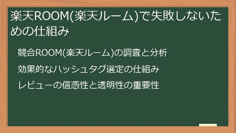 楽天ROOM(楽天ルーム)で失敗しないための仕組み