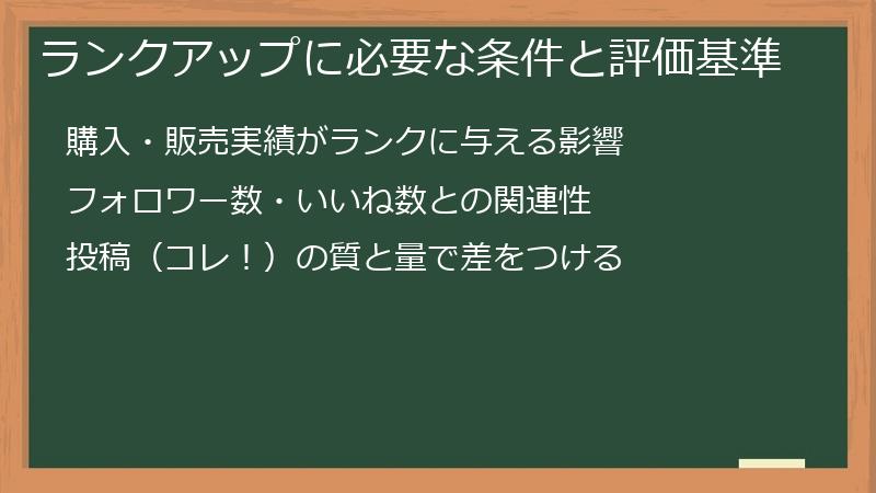 ランクアップに必要な条件と評価基準