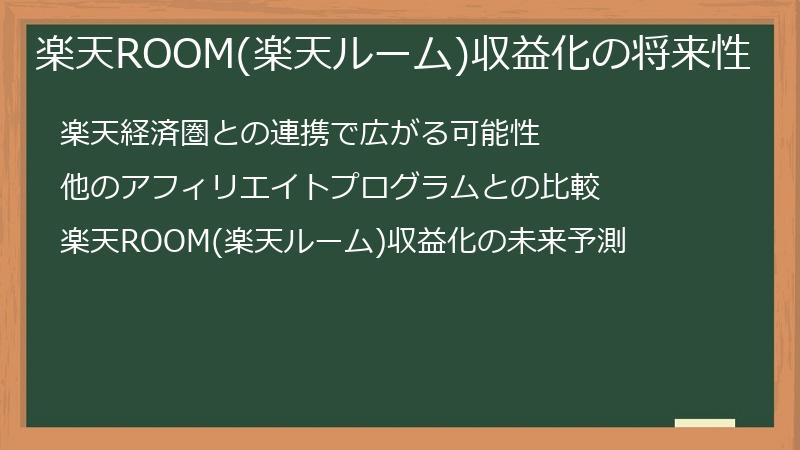 楽天ROOM(楽天ルーム)収益化の将来性
