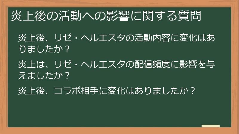炎上後の活動への影響に関する質問