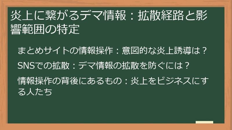 炎上に繋がるデマ情報：拡散経路と影響範囲の特定