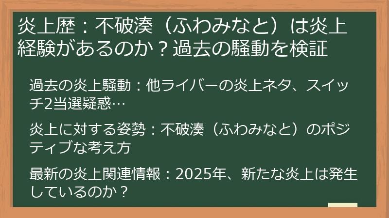 炎上歴：不破湊（ふわみなと）は炎上経験があるのか？過去の騒動を検証