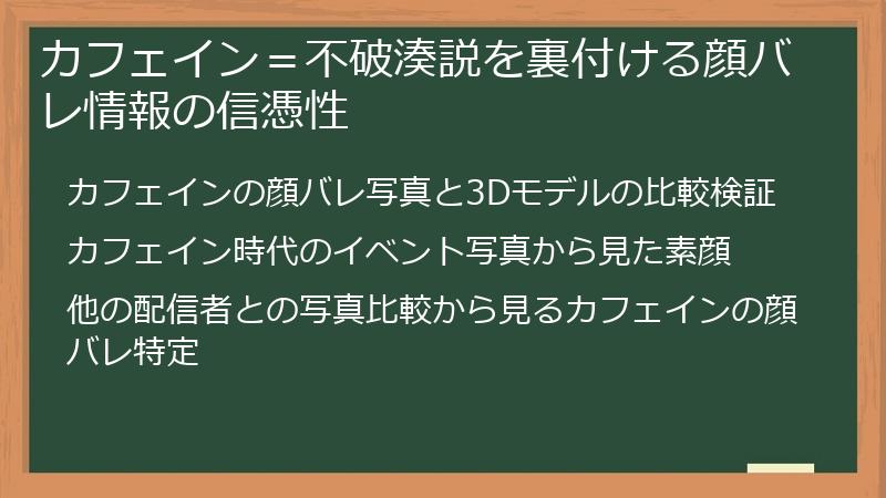 カフェイン＝不破湊説を裏付ける顔バレ情報の信憑性
