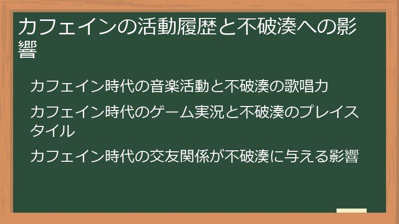 カフェインの活動履歴と不破湊への影響