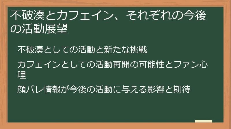 不破湊とカフェイン、それぞれの今後の活動展望