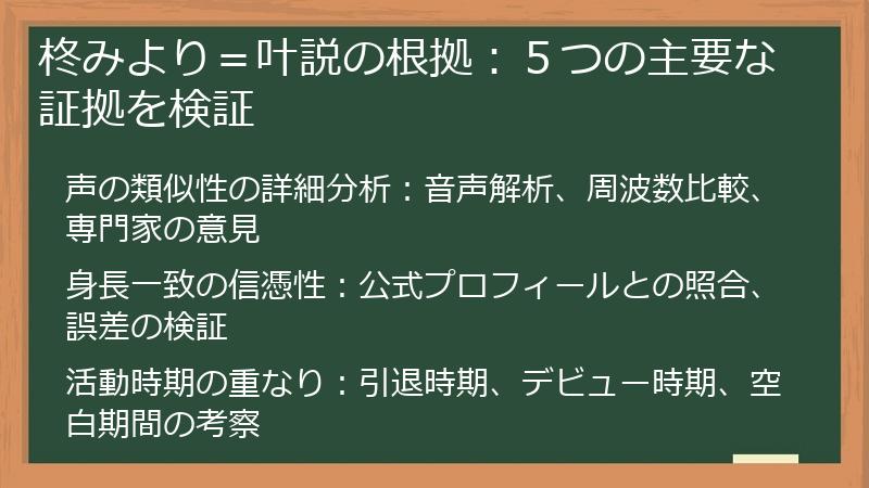 柊みより＝叶説の根拠：５つの主要な証拠を検証
