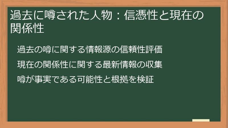 過去に噂された人物：信憑性と現在の関係性