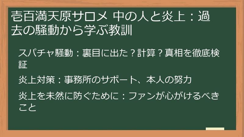 壱百満天原サロメ 中の人と炎上：過去の騒動から学ぶ教訓