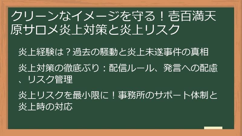 クリーンなイメージを守る！壱百満天原サロメ炎上対策と炎上リスク