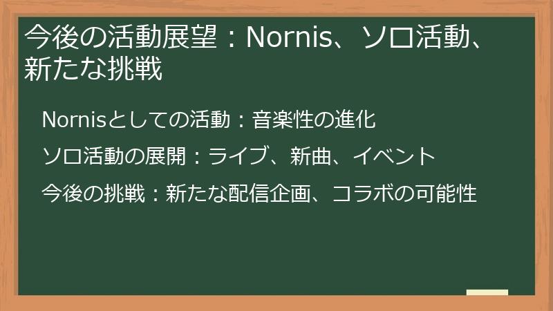 今後の活動展望：Nornis、ソロ活動、新たな挑戦
