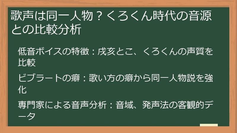 歌声は同一人物？くろくん時代の音源との比較分析