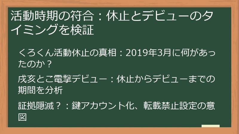 活動時期の符合：休止とデビューのタイミングを検証