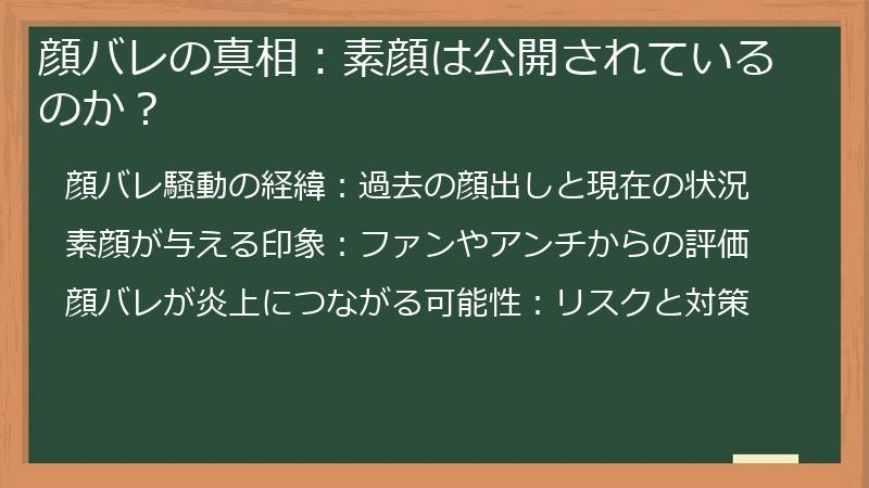 顔バレの真相：素顔は公開されているのか？