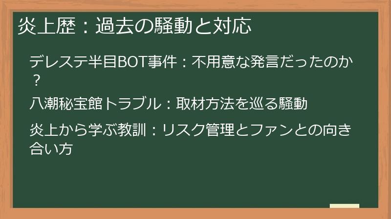 炎上歴：過去の騒動と対応