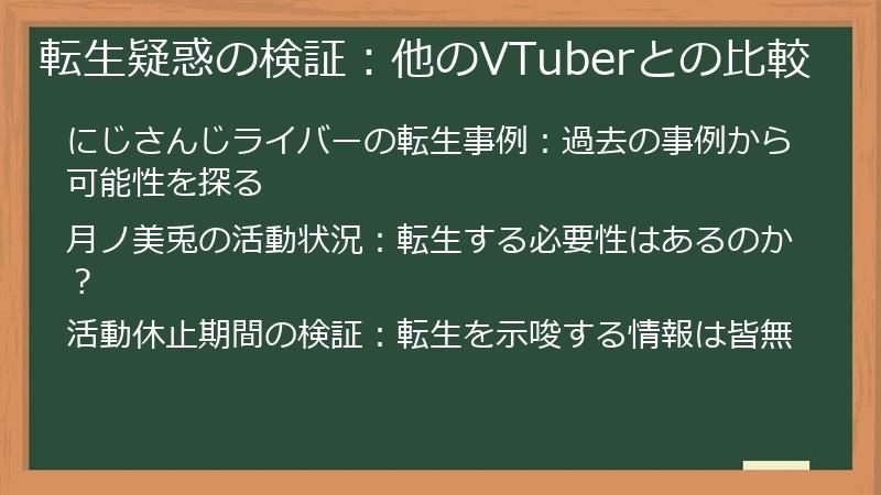 転生疑惑の検証：他のVTuberとの比較