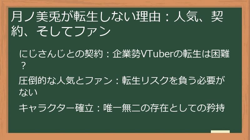 月ノ美兎が転生しない理由：人気、契約、そしてファン