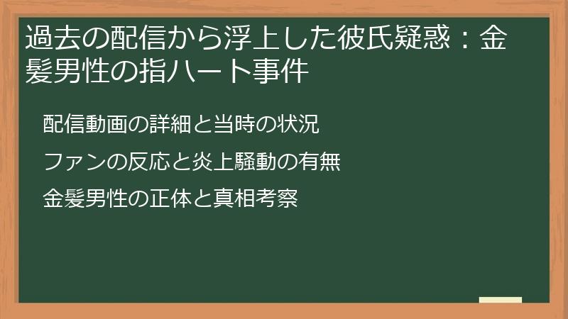 過去の配信から浮上した彼氏疑惑：金髪男性の指ハート事件