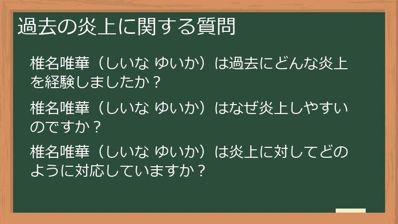 過去の炎上に関する質問