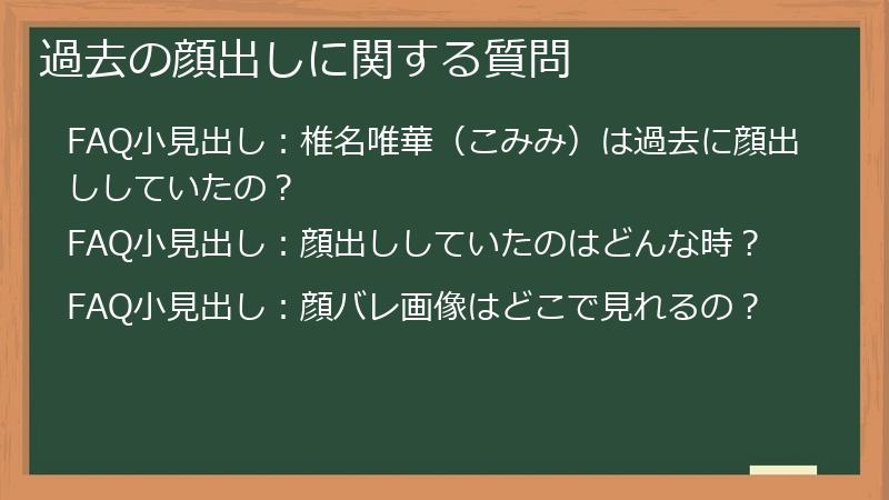 過去の顔出しに関する質問