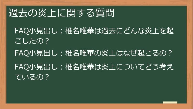 過去の炎上に関する質問