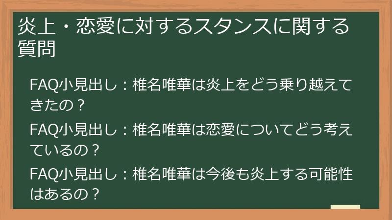 炎上・恋愛に対するスタンスに関する質問