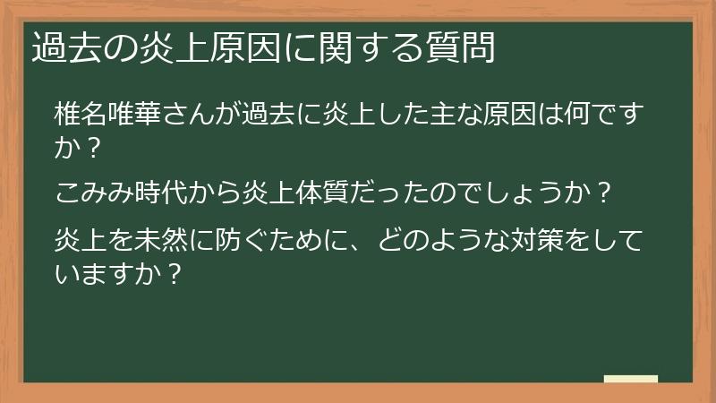 過去の炎上原因に関する質問