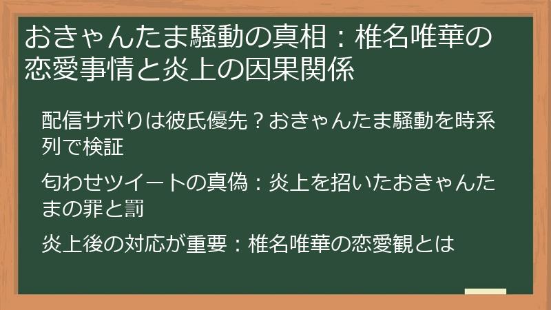 おきゃんたま騒動の真相：椎名唯華の恋愛事情と炎上の因果関係