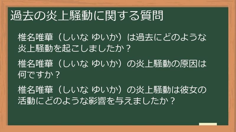 過去の炎上騒動に関する質問