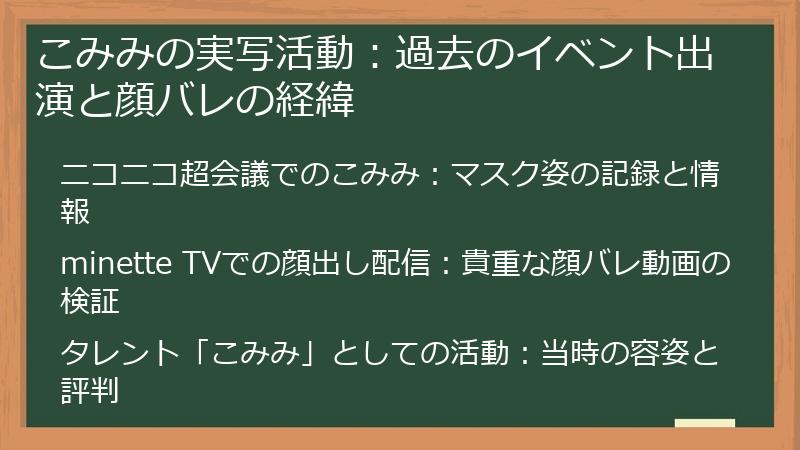 こみみの実写活動：過去のイベント出演と顔バレの経緯
