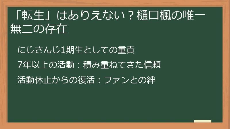 「転生」はありえない？樋口楓の唯一無二の存在