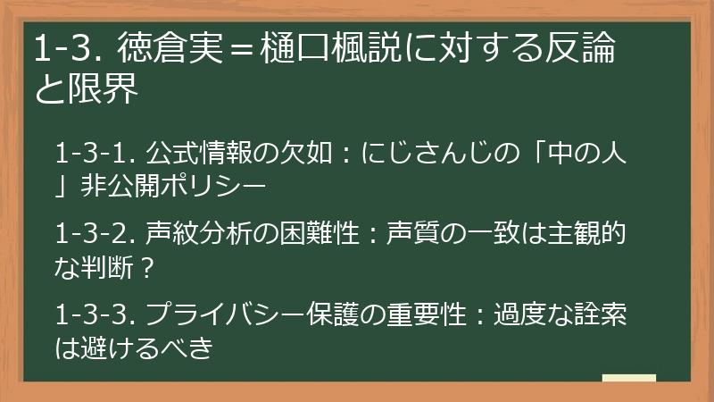 1-3. 徳倉実＝樋口楓説に対する反論と限界