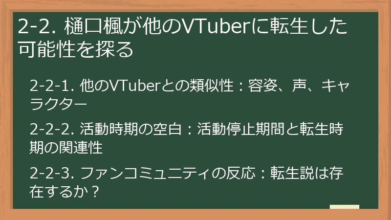 2-2. 樋口楓が他のVTuberに転生した可能性を探る