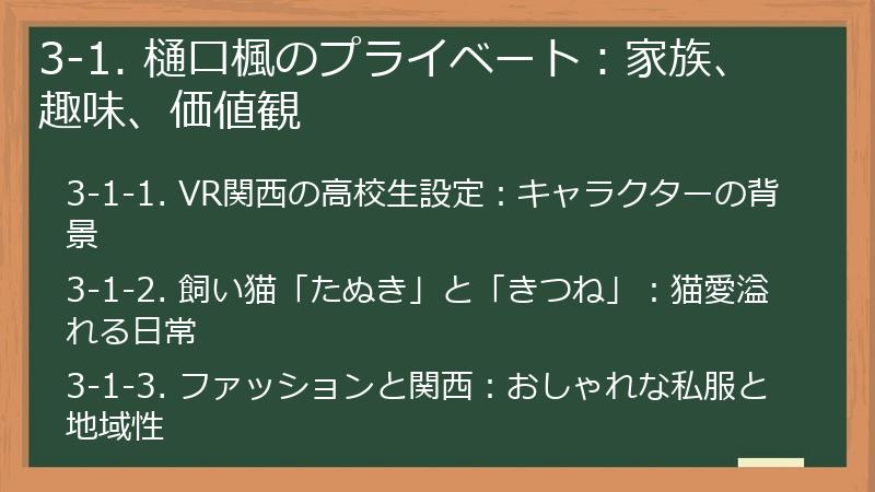 3-1. 樋口楓のプライベート：家族、趣味、価値観