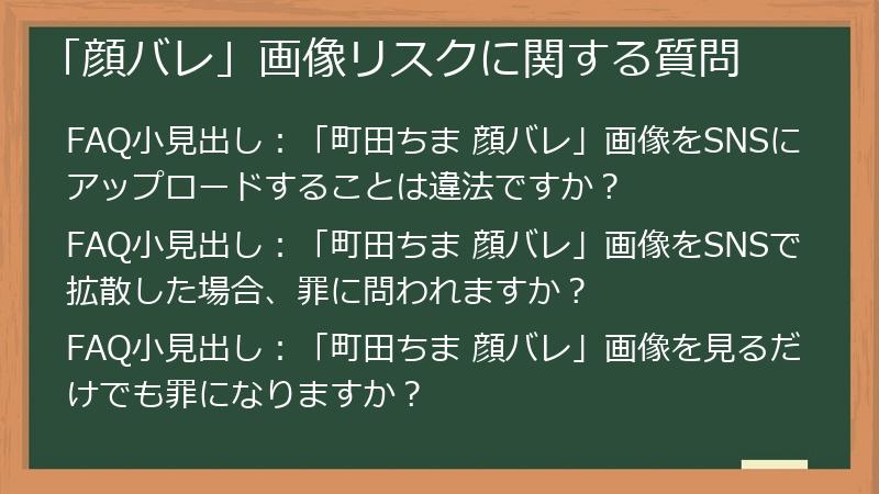 「顔バレ」画像リスクに関する質問