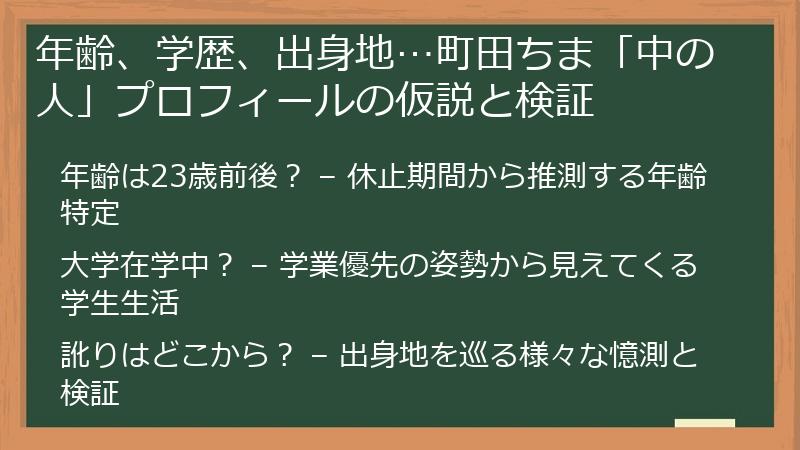 年齢、学歴、出身地…町田ちま「中の人」プロフィールの仮説と検証