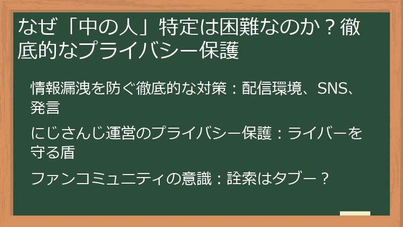 なぜ「中の人」特定は困難なのか？徹底的なプライバシー保護
