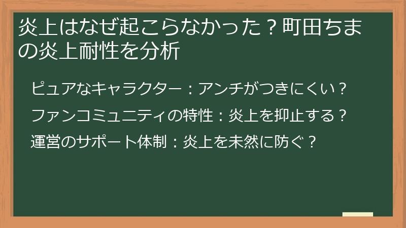 炎上はなぜ起こらなかった？町田ちまの炎上耐性を分析
