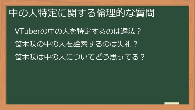 中の人特定に関する倫理的な質問
