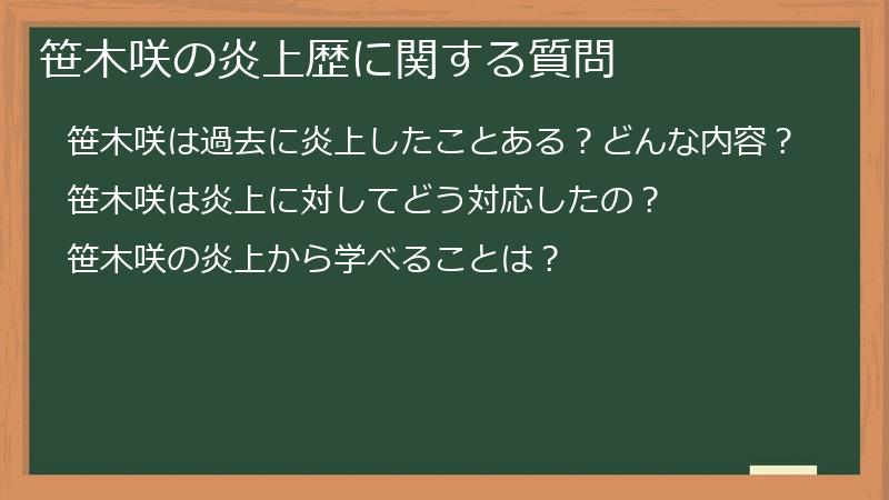 笹木咲の炎上歴に関する質問