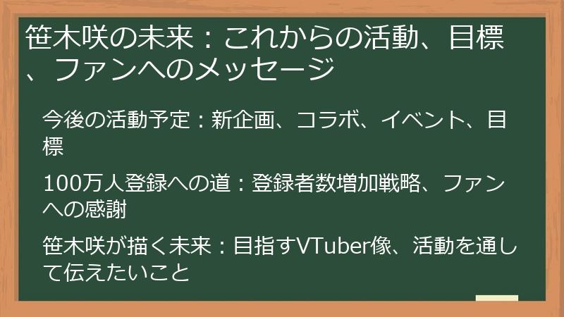 笹木咲の未来：これからの活動、目標、ファンへのメッセージ