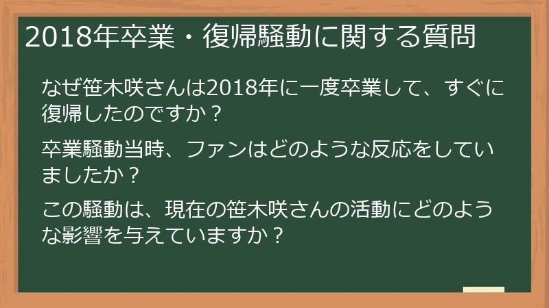 2018年卒業・復帰騒動に関する質問