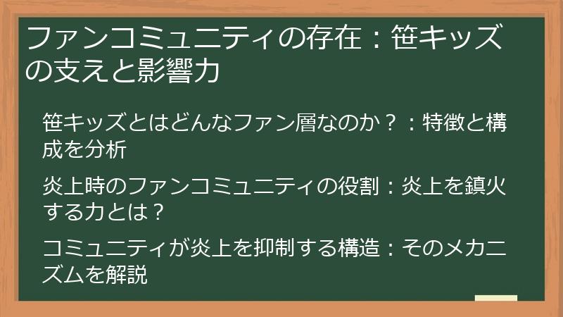 ファンコミュニティの存在：笹キッズの支えと影響力