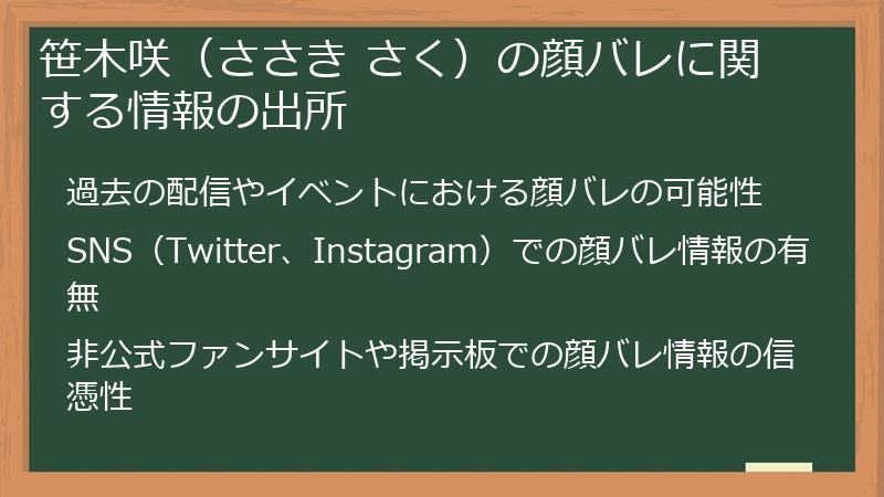 笹木咲（ささき さく）の顔バレに関する情報の出所